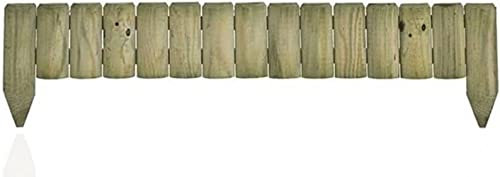 AAMEN 6 x 1M Garden Edging Border Wood - Natural Solid Wooden Fence - Log Roll Edging For Garden Borders - Garden Picket Fence_180 x 5 x 15cm (Approx.)