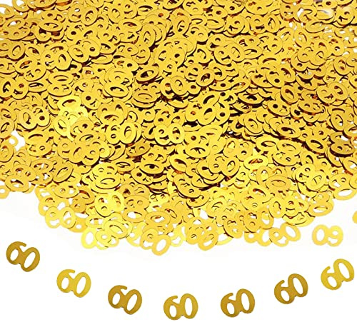 60. Geburtstag Jubiläum Konfetti goldene,Zahlenkonfetti Tischdeko Streudeko,Streudeko für Geburtstagsfeier, Motto-Party,Geburtstags Zahlen-Konfetti,Glitter Geburtstags-Deko, Gold