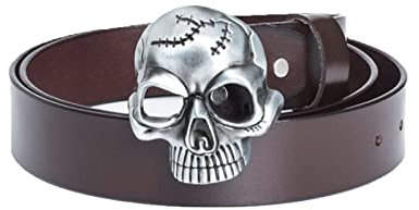 WRJAHCG Western Gürtel,Skelett Gürtel Schädel Gürtel Schnallen von Ghost Pirate Design Cowboy Stil Halloween Gürtel Geschenk,Braun,120CM/47.3''