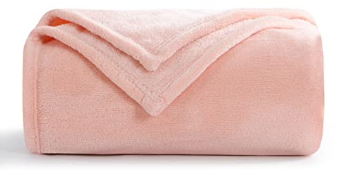 Aisbo Fleecefilt 130x150 - Extra mjuk sängfilt, liten sofffilt, filt 130 x 150 cm flanell, rosa, varm, 100% mikrofiberfilt