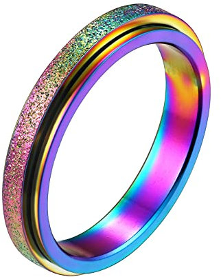 Richsteel Anti-Stress Ring Mann Drehen Viking Schmuck Mann Trauring Mann Edelstahl Viking Schmuck Mann Frau 4 mm Breit Farbe Muticolor Größe 54