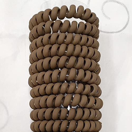 SHTGOI 10 gomas elásticas para el cabello, en espiral, para el pelo, para mujeres y niñas, color marrón