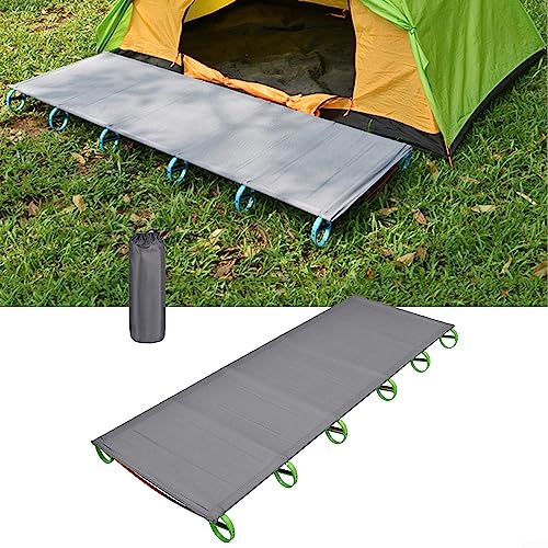 Lettino da campeggio portatile, ultraleggero, pieghevole, letto singolo, lettino da viaggio, tenda da viaggio, telaio in lega di alluminio, con borsa per il trasporto, per escursionismo e pesca, verde