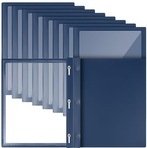 Teling 24 Stück Berichtshüllen mit 3 Zinkenverschlüssen, transparente Vorderseite, Präsentationsmappen, Rahmen, Sichtfenster, Poly-Berichtsmappe, Präsentationsmappe für Papier, Dokumente, Schule, Büro