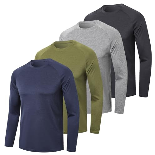 ZENGVEE 1 or 4 or 5er Pack Langarmshirts Herren Sport Tshirts Men Schnelltrocknend Kationisches fur Outdoor Sport Gym
