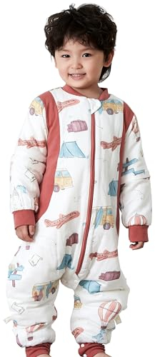 Chilsuessy Schlafsack Baby Winter Mit Füßen 2.5 Tog - Ganzjahres Kinder Schlafanzug Mit Beinen Für Junge Mädchen, Global Travel, 110/Baby Höhe 95-105cm