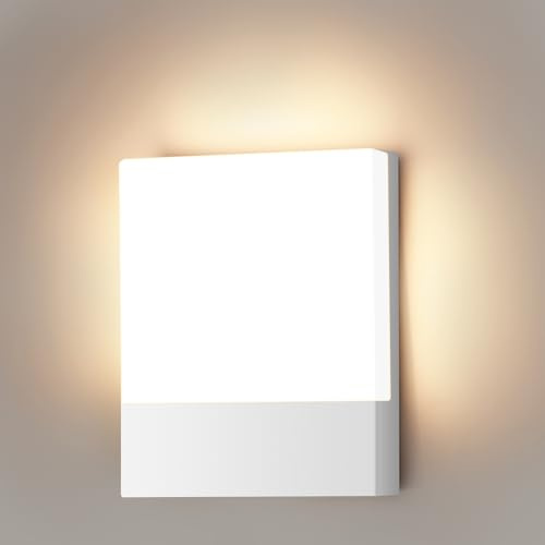 Cwycfw Aplique Pared Interior/Exterior 18W 3000K Blanco cálido Blanco Aplique de Pared IP65 Impermeable