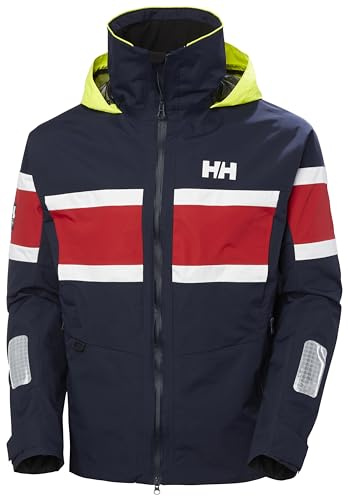 Helly-Hansen Salt Original Jacket - Men's Sailing Coat Flag Stripe, Waterproof HELLY TECH, Reflective Hood, 597 Navy - L
