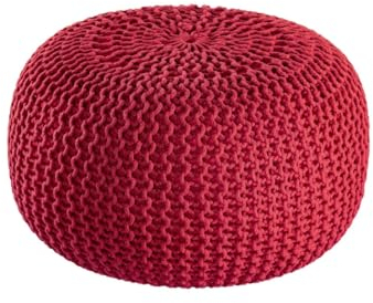 Amago home Pouf Outdoor ø 55 o. 45cm Bodenkissen Sitzpouf Hocker wetterfest pflegeleicht & nachhaltig Größe ø 45 cm, Farbe rot - Tango red