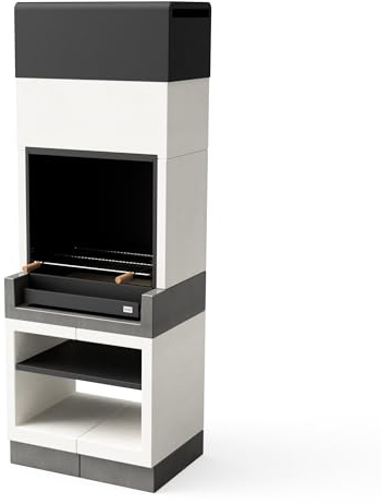 TUOZI - Einbaugrill für Holz und Holzkohle Modell KITAWAY (Grau/Weiß - 84 x 63 x 237 cm) REF: T00434 - Für den Außenbereich