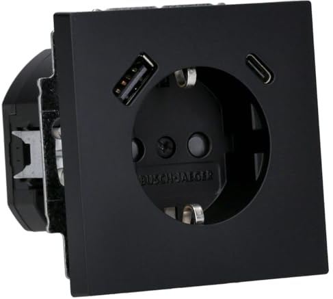 Busch-Jaeger 20 EUCB2USBAC-45M SCHUKO®-/USB-A+C Steckdose Safety+ Schwarz matt Busch-art-linear 2CKA002011A6322