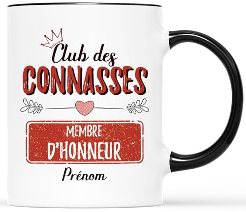 CADEAU PLUS Mug Personnalisé Prénom - Club des Connasses - Tasse Humoristique pour Femme