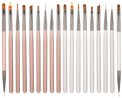 AOZUO 18-delar Nagelkonstpenselset, Nagelkonstdesignpenslar Nagelgel Lack Målningspenslar Teckningspenna Nagelliner Punkteringspenslar för hemmabruk Manikyr Salong Hemma Nagelpenselset