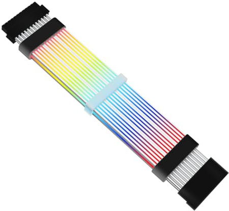 CiT Pro 24-Pin ARGB Motherboard Cable, 200mm, Black/White, 16.8 Million Colours, Compatible with ASUS AURA, MSI Mystic Light, Gaming PC