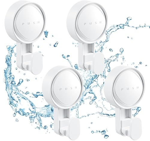 NEUTYPECHIC 4PCS Saugnapf Haken, Saughaken Max Belastung 5KG Saughaken Extra Stark, Kein Bohren Erforderlich Saugnäpfe mit Haken, Wiederverwendbar Saugnäpfe, Geeignet für Bäder, Küchen, Glasfenster