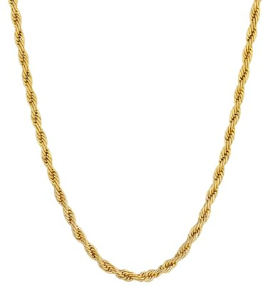 Supcare Rope Chains for Men and Women, 3MM/6MM Twist Rope Necklace Chain, 46-76 CM Long, Silver/Gold/Black, Dainty Thin to Hip-Hop Thick Chains, Various Styles Available