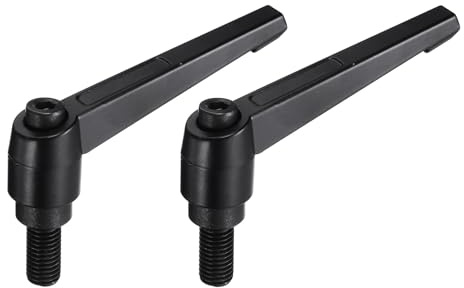 QUARKZMAN M12 x 25 mm, leva di serraggio regolabile, filettatura a pulsante, perno filettato maschio, manopole di bloccaggio, bulloni a sgancio rapido, colore nero, 2 pezzi