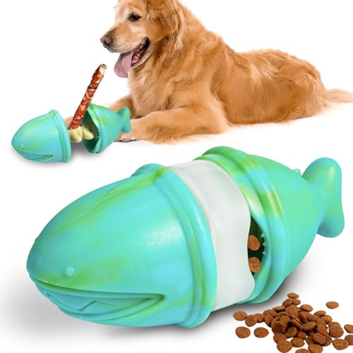 haheita 2 in 1 Treat Dispensing Dog Toy and Bully Stick Holder, Indestructible Chew Toy for Medium Large Dog Feeder, Interactive IQ Training, Slow Food Dispenser