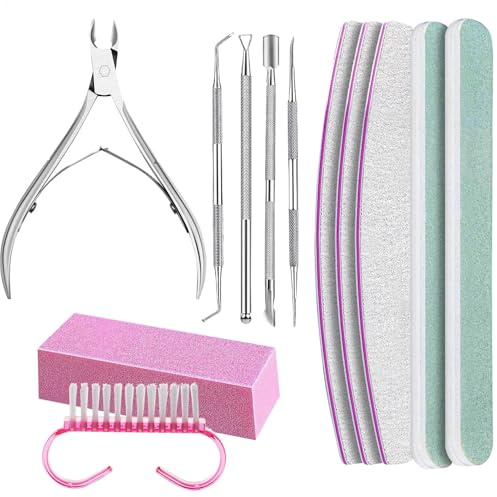Nagelfilskit, manikyrset för - Nagelvårdssats 100/180 1 stycken manikyrverktyg,Nagelsatsen innehåller nagelfilar, rosa nagelbuffert, polerfilar, triangulär nagelbandsstripper för