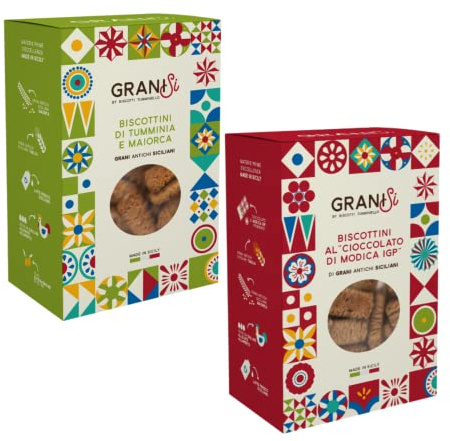 Tumminello | Granisi Biscotti Cioccolato Modica | Biscotti Grani Antichi Siciliani | Biscotti Artigianali - 2 x 210 Gr