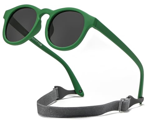 Suertree Barn polariserade solglasögon fjäril UV-skydd gummiglasögon för flickor pojkar ålder 2–10 unisex barn, Grön
