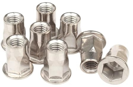 Hexagon Flachkopf Senkkopf Bindung Nietmutter Einsatz Rivnut Nutsert(Flat Head,(10pcs) M6)