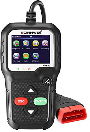 KONNWEI KW680 OBD2 Valise Diagnostique Auto Multimarque Français, OBD2 Scanner Français pour BMW/Peugeot/VW, Lecteur Code Erreur Moteur, Diagnostic Complet Systèmes, Adapté à Tous Protocoles OBDII