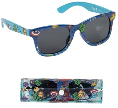 CARTOON Avengers Marvel solglasögon med rektangulärt linsfodral med UV400 filterskydd