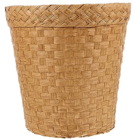 Artibetter Poubelle Tressée en Osier Naturelle, Panier Haut Et Étroit, Léger Et Compact, Corbeille à Ordures Multifonction pour Salle De Bain Et Bureau