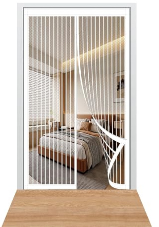 Mosquitera Magnetica 82 x 191 cm Se Cierra Automáticamente Mosquitera Puertas Fácil Instalación sin Taladrar para Puertas Correderas/Terraza, Blanco