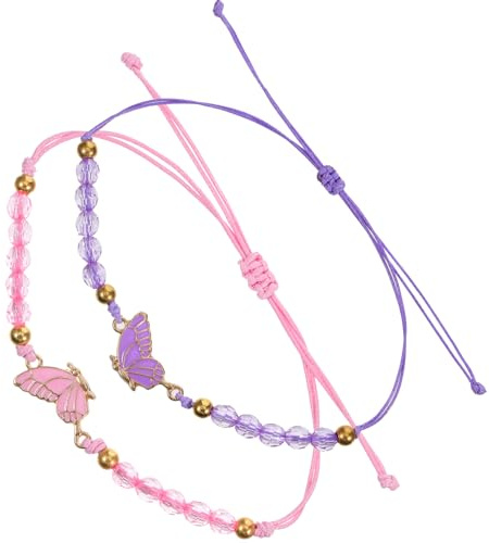JIYIN 2 Stück Freundschaftsarmbänder, BFF-Armbänder Schmetterlingsarmbänder Freunde Mädchen Beste Freundin Armband Schmuckgeschenke Armband für Beste Freunde(Lila+Rosa