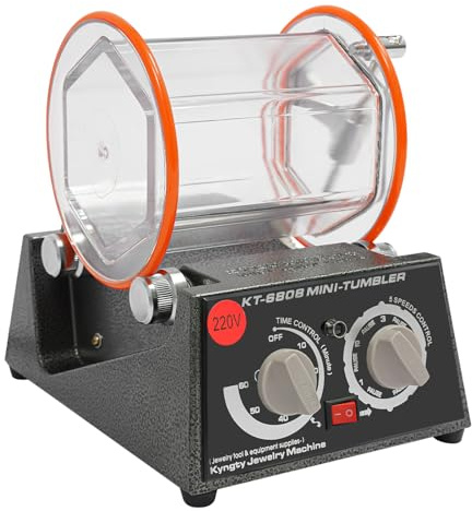 60W Elektrische Poliertrommel Schmuck-Poliermaschine mit Timer, 5 Einstellbare Geschwindigkeits Rotationspolierer Poliermaschine, Rotary Tumbler Poliertrommel Jewelry Schmuck Polieren Dreh-Tumbler