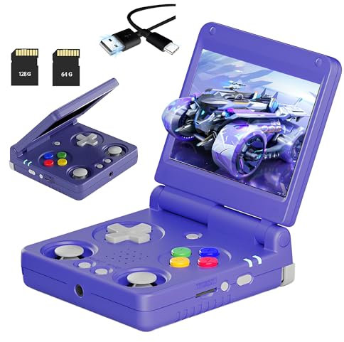 RG34XXSP Consola de Juegos Retro de Mano 64+128G Doble Tarjeta,8422 Juegos Consola de Videojuegos portátil con vídeo/música,Linux Pantalla IPS OCA de 3,4 con 2.4/5G WiFi&BT,17 Emuladores (Índigo)