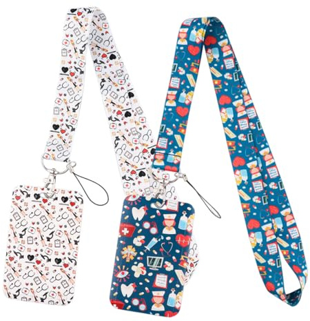 Schlüsselband,2 Stück,Schlüsselband Krankenschwester,Lanyard Umhängeband und Schlüsselbänder Wristlet,Umhängeband Universal,Schönes Kartenhalter Nurse Accessories,Für Ausweishalter,Handy, Schlüssel