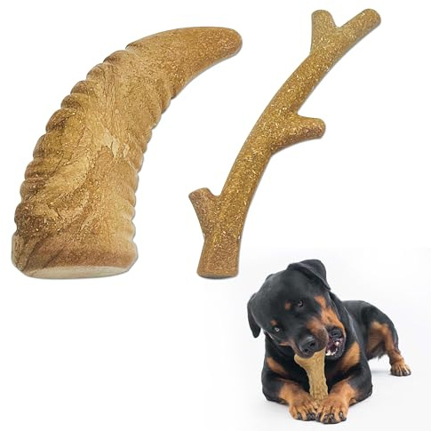 CARELAX Durable Dog Chew Toys for Aggressive Chewers - Real Bacon Flavor, Indestructible 2-Pack for Large Dogs, Medium & X-Large Options Available， Size-1
