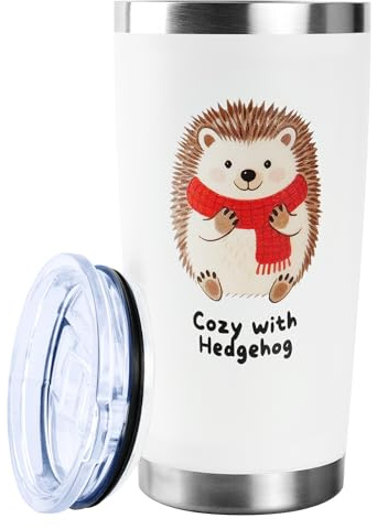 TOONGEEN Hedgehog Gifts for Women, 20oz Stainless Steel Hedgehog Coffee Cup | For Animal Lovers, Cute, Birthday Gifts, Xmas Gifts, Keep Hot 6 Hours, Cold 12 Hours, Food Grade Travel Mug with Lid