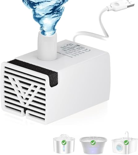 BalimoPet Pump for Cat Water Fountain, Replacement Pump for 2.2 L/2.5 L/2.6 L Cat Fountains, Extremely Quiet (25 dB) - Low Power Consumption (0.8 W), Built-in LED Light