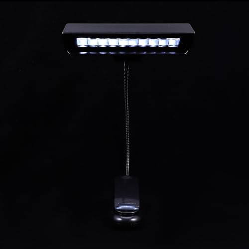 PRETYZOOM Notenständerlampe mit 10 Led, Batteriebetrieben, Schwarz | Große Klemme, Tragbar, Augenschonend, für Arbeit und Auftritt, 3 Stück Aaa Batterie