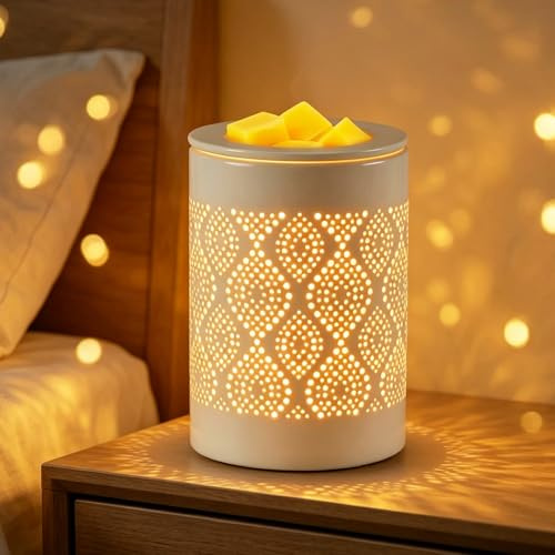 Wax Melt Burner Ceramic Electric for Scented Melts Wax Burner Fragrance Wax Melter for Home Office Bedroom Decor Gift for Mom Women - Diamond Pattern