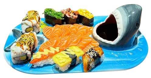 Bol Tiburón - Bandeja Servir Apto Lavavajillas Resistente Arañazos,Platos De Sushi De Cerámica Con Diseño De Tiburón,para Empanadillas, Frutas, Fiesta, Cumpleaños, Hogar, Cocina y Restaurante