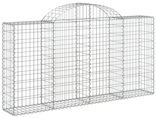 Nqyjm Clôture en Maille de Jardin Panier de Gabions Arqué 200x30x100/120 cm Fer Galvanisé, Mur à Gabion Cages à Pierres pour Terrasse Extérieur Pelouse Décorative Model 3