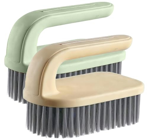 Topest Scrubbing Brush for Deep Cleaning 2 Pack | Multipurpose Heavy Duty Brush Cleaner for Bathroom, Tiles, Floor, Shoes, Sink, Carpets etc.| Sturdy Brush Ergonomic Handle and Firm Stiff Bristles