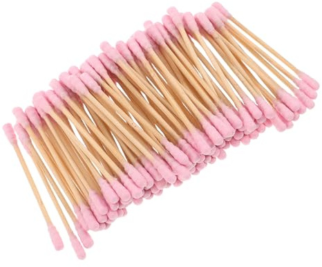 Lurrose Tamponi a Doppia Testa in Cotone Rosa 1000 Pezzi 7,5 Cm Bastoncini di Legno per Trucco e Pulizia Orecchie Applicatori a Spirale per Uso Cosmetico e Viaggi