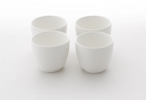Japanischer Tee-Becher T.Kato, 4-er Set, weiß. Modern, Design Tee-Geschirr, Keramik, glasiertes Steingut, von Hand gefertigt bei ceramic japan