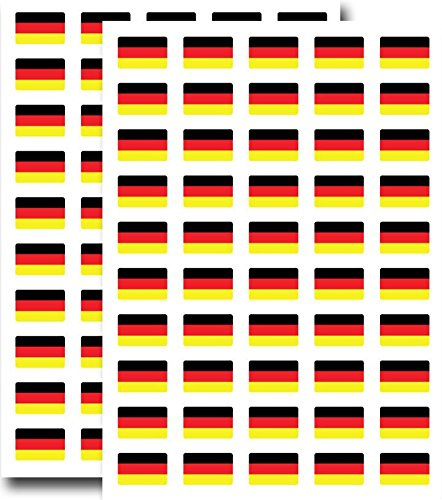 Supertogether Big Value 100-Pack German Germany Flag Stickers - 31mm x 20mm Dimensions - Self Adhesive Durable English Motif Decals Labels for Car Bike Motorbike Numberplate Helmet Windows and Walls