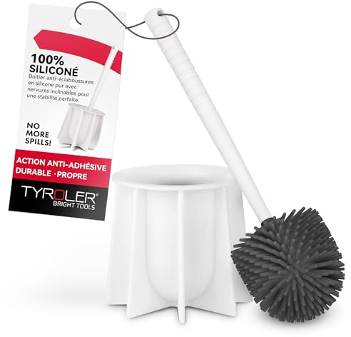 Tyroler Set De Escobilla para Inodoro De Silicona con Soporte | Cepillo WC De Silicona, Soporte Higiénico, Cerdas Antiadhesivas Y Fácil Limpieza