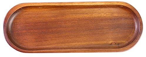 Handgefertigtes kleines ovales Stifttablett aus Holz, Naturbraun