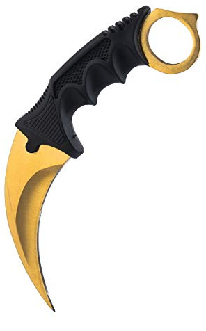 ariknives - Counter Karambit Skin Knife CS GO Streik Messe Jagdmesser taktisches Überlebens Camping Werkzeug (Gold Steel)