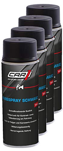 Unbekannt 4X Car1 Farbspray Lackspray Lack Lackierung Aufbereitung Matt Schwarz 400 Ml