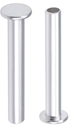 uxcell 25 Pcs 5mm x 35mm Aluminum Flat Head Semi-Tubular Rivets Silver Tone